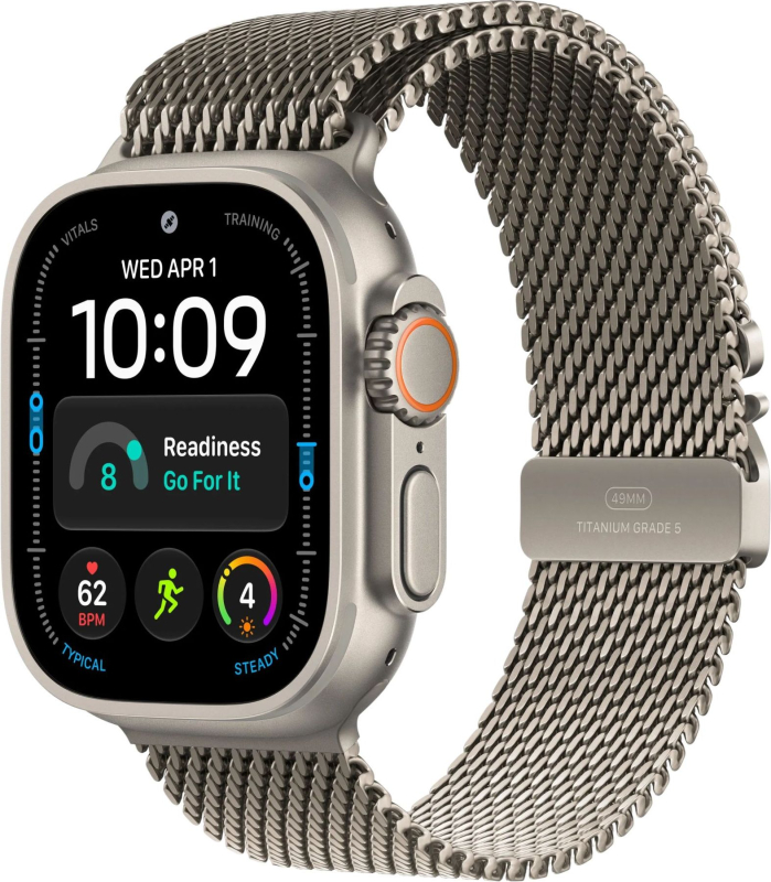 Apple Watch Ultra 4, 49 мм, Natural Titanium Natural Milanese Loop L